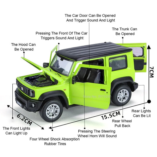 1/24 SUZUKI Jimny Toy Car Model Alloy Diecasting with Sound Light Pull Back Function Toys Vehicle Models Adult Collectible Gifts
