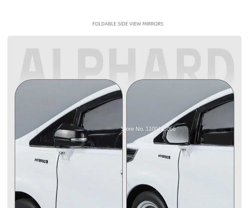 Big 1/18 Alphard Alloy Cars Model Toy Door Opened Simulation MPV Car Toys with Sound and Light Pull Back Vehicle for Boys Gifts