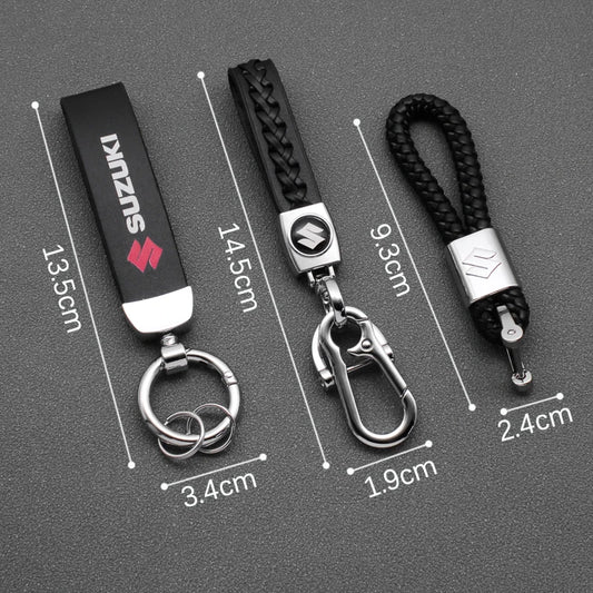 1/2Pc 3D Metal Leather Auto Emblem Badge Keychain For Suzuki Grand Swift SX4 Jimny Vitara Baleno Key Chain Rings Car Accessories