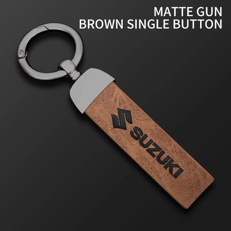 1pc Car Styling Leather Keychain Metal Keyring Hanging Accessories For Suzuki Swift S-Cross Jimny Alto SX4 Vitara Baleno Samurai