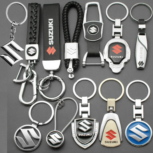 1/2Pc 3D Metal Leather Auto Emblem Badge Keychain For Suzuki Grand Swift SX4 Jimny Vitara Baleno Key Chain Rings Car Accessories