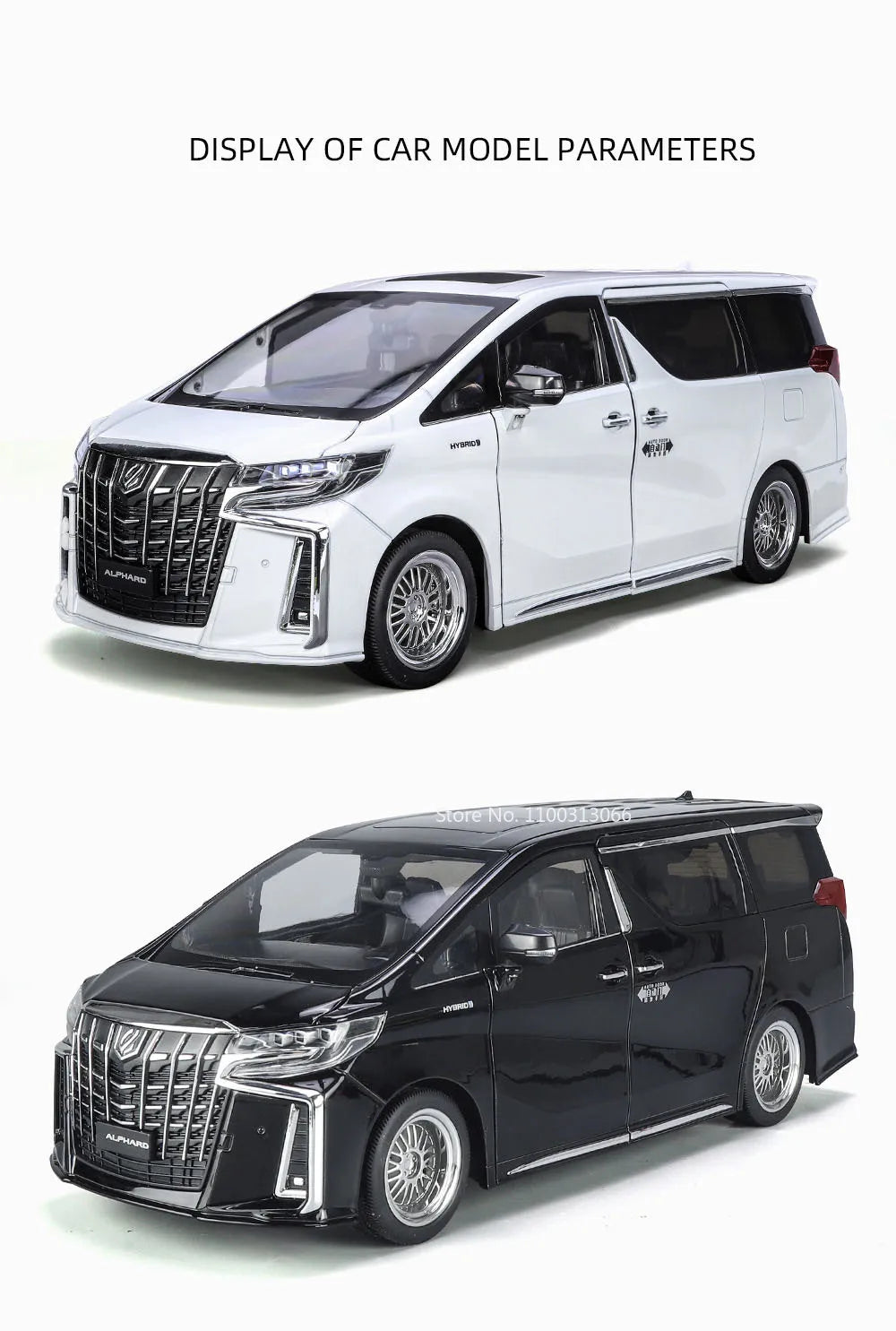 Big 1/18 Alphard Alloy Cars Model Toy Door Opened Simulation MPV Car Toys with Sound and Light Pull Back Vehicle for Boys Gifts